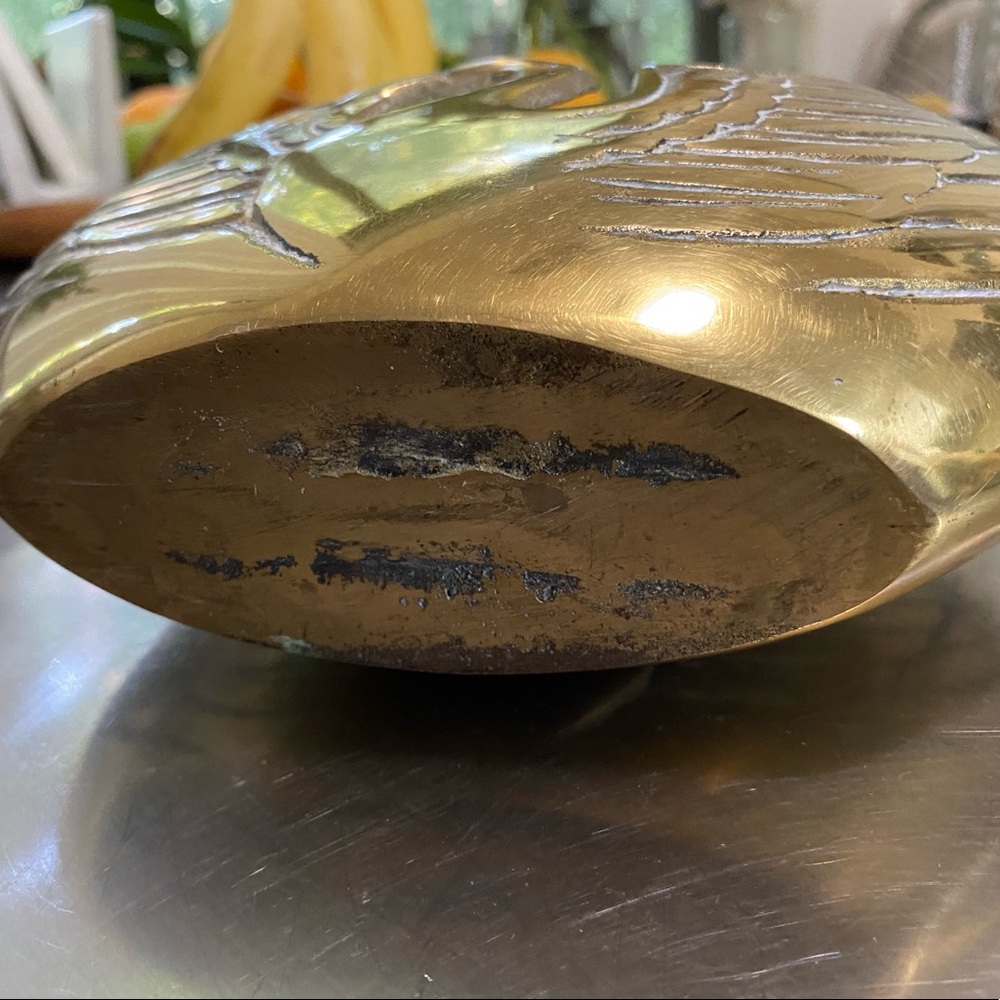 Vintage Brass Swan Planter Basket - Picture 6 of 8